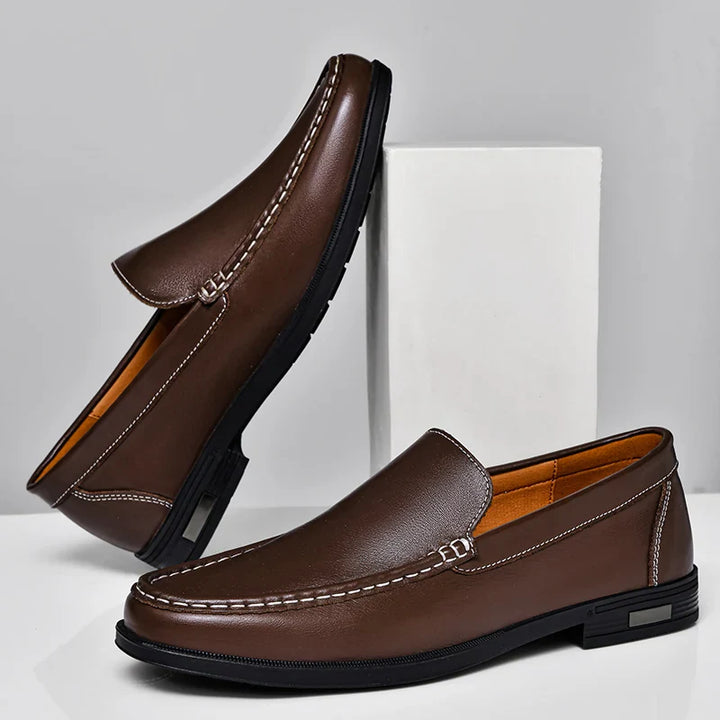 Margot | Elegant Black Genuine Leather Slip-On Loafers