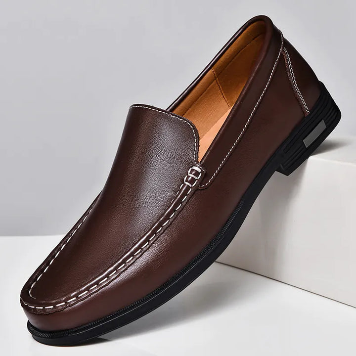 Margot | Elegant Black Genuine Leather Slip-On Loafers
