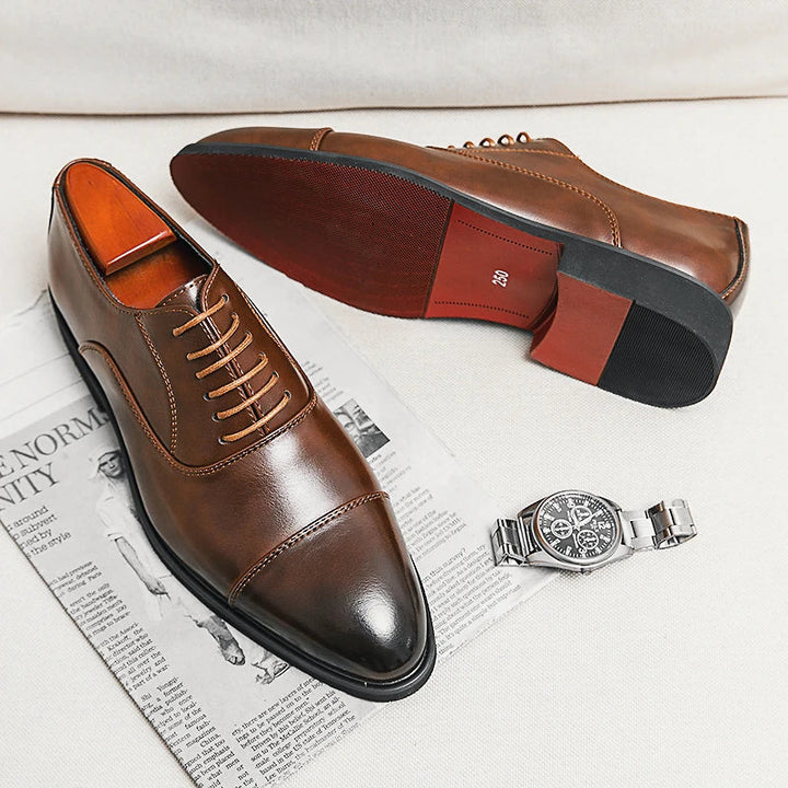 Raphael | Elegant Italian Oxford Dress Shoes With Red Sole
