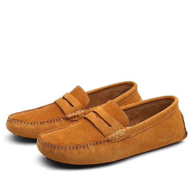 Marcus | Elegant Navy Suede Slip-On Loafers Men