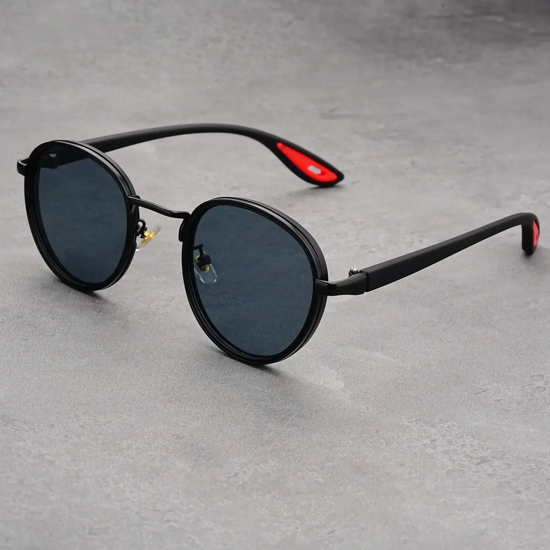 Carson | Sleek Round Retro Sunglasses With Gold Frame