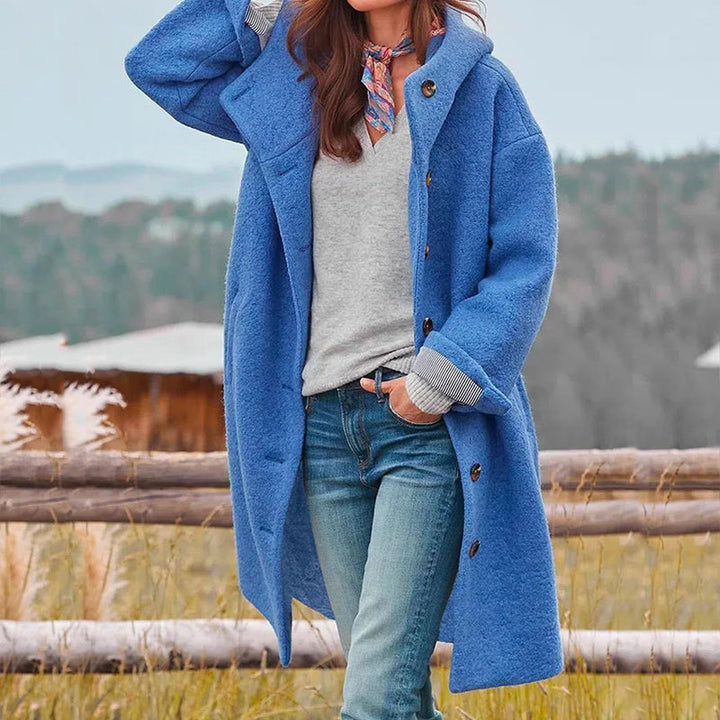 Juniper | Elegant Long Hooded Winter Coat With Button Front