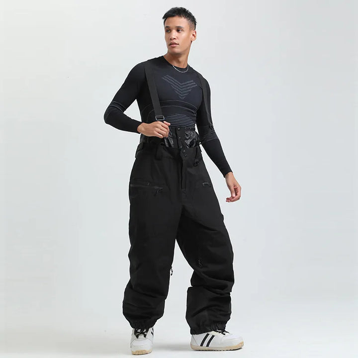 Phoebe | Stylish Unisex Beige Ski Bib Pants With Suspenders