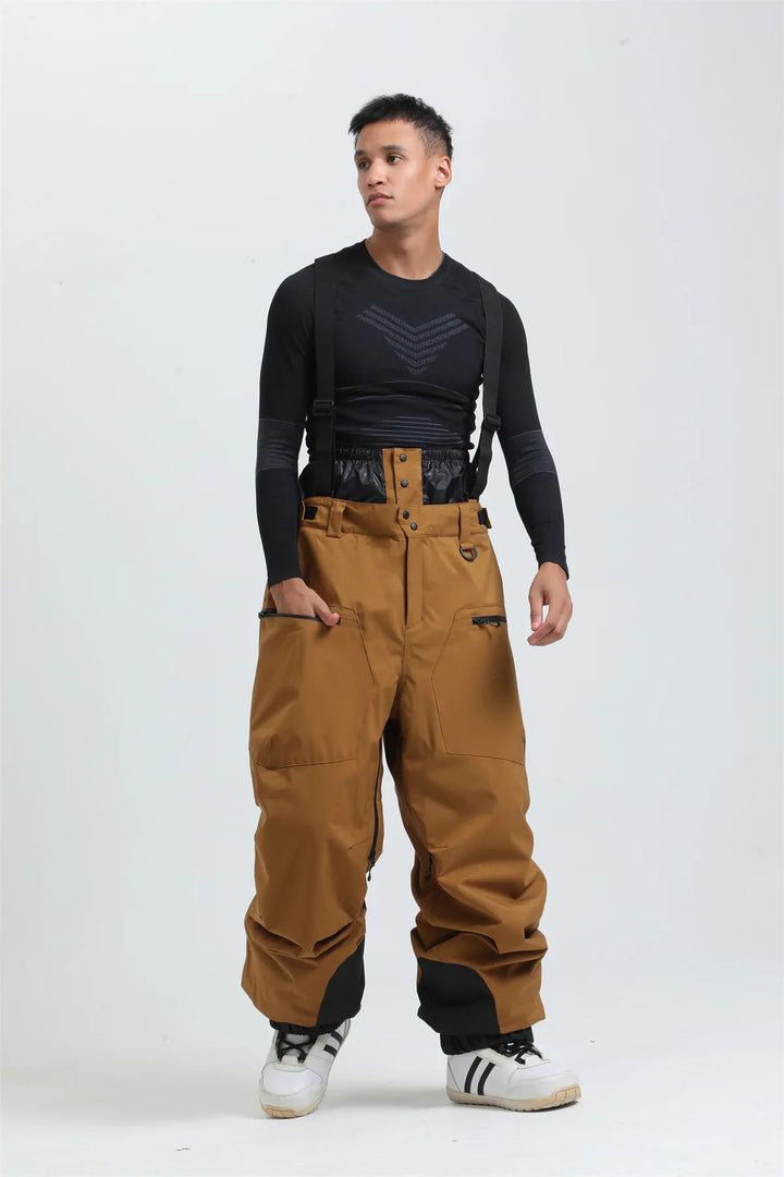 Phoebe | Stylish Unisex Beige Ski Bib Pants With Suspenders