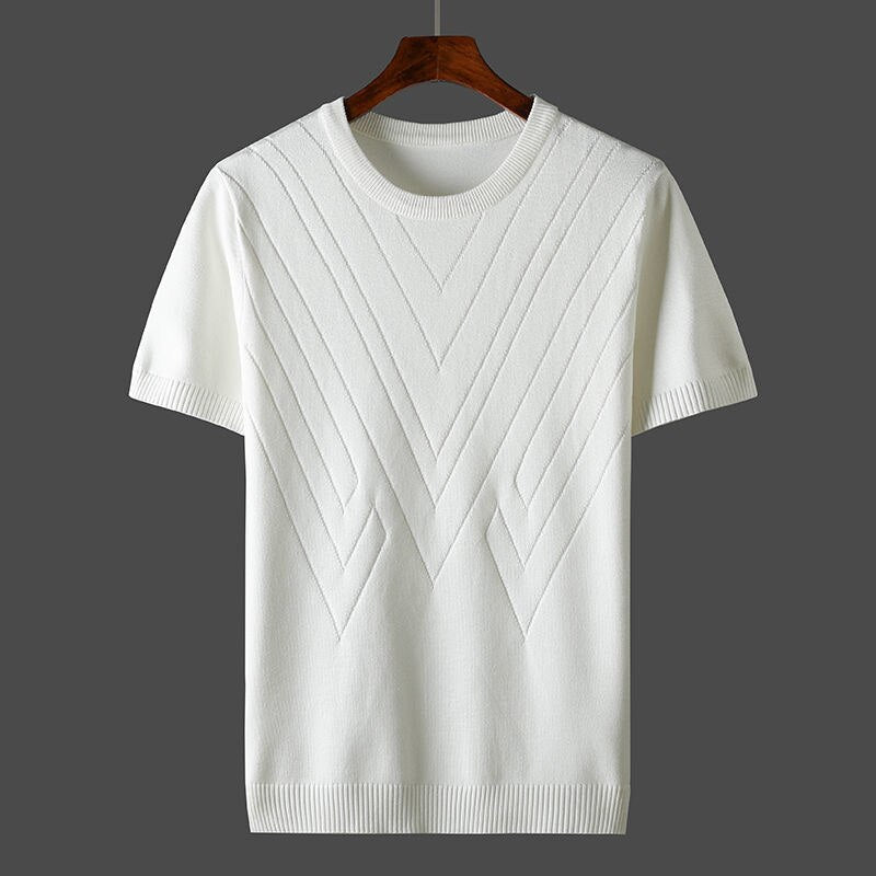 Julian | Luxury Green Cashmere Short Sleeve Knit Sweater Men