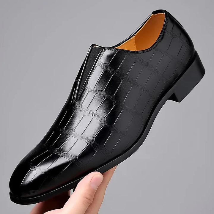 Margot | Elegant Crocodile Pattern Leather Dress Loafers