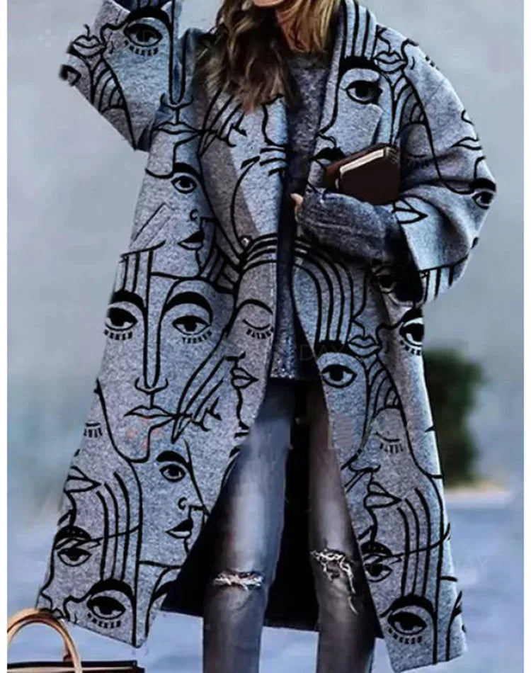 Evy | Stylish Oversized Wool Blend Checkered Long Coat