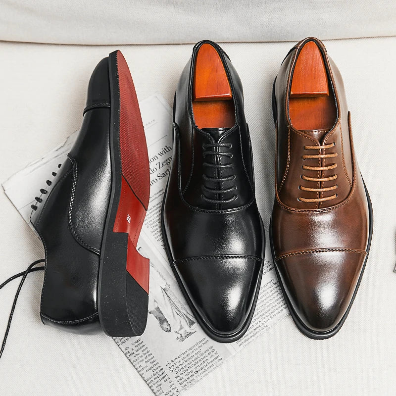 Raphael | Elegant Italian Oxford Dress Shoes With Red Sole