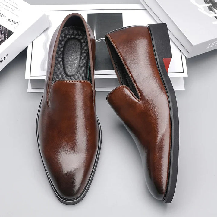 Eleanore | Sleek Black Leather Slip-On Loafers For Men