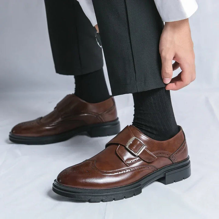 Eliana | Stylish Brown Leather Monk Strap Dress Shoes