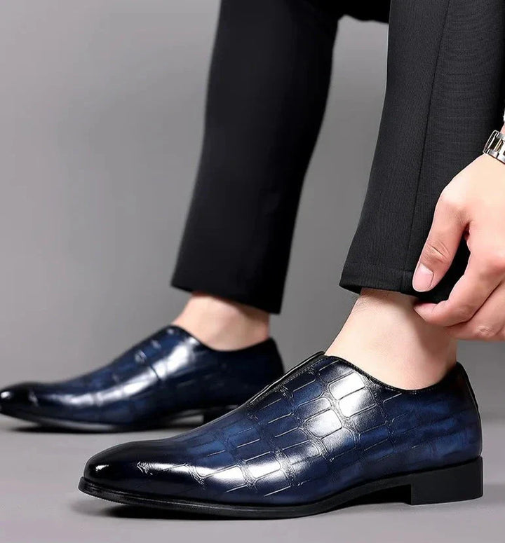 Margot | Elegant Crocodile Pattern Leather Dress Loafers