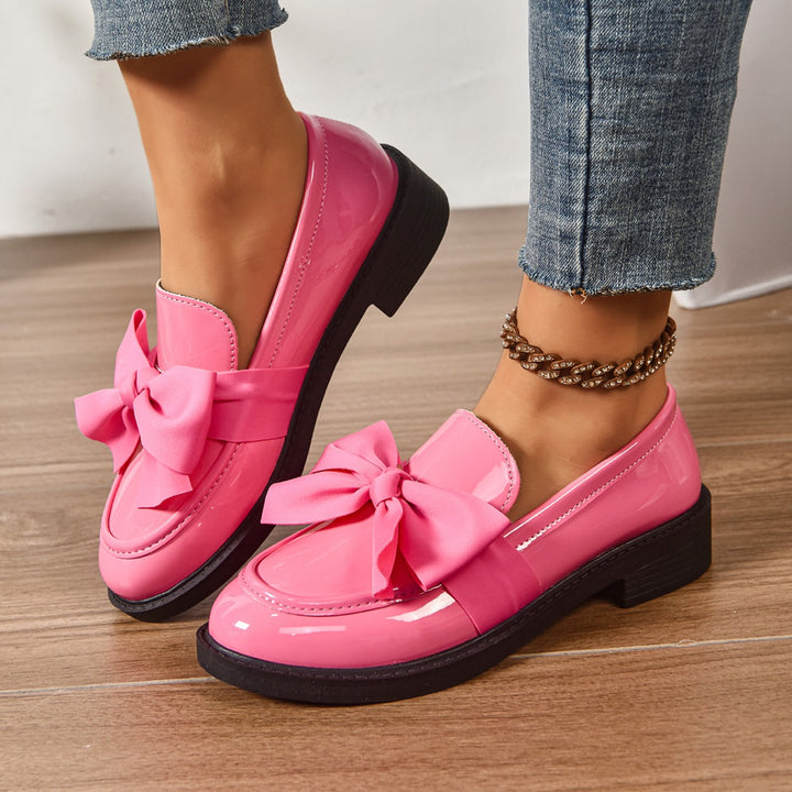 Tessa | Elegant Patent Leather Bow Loafers With Platform Sole