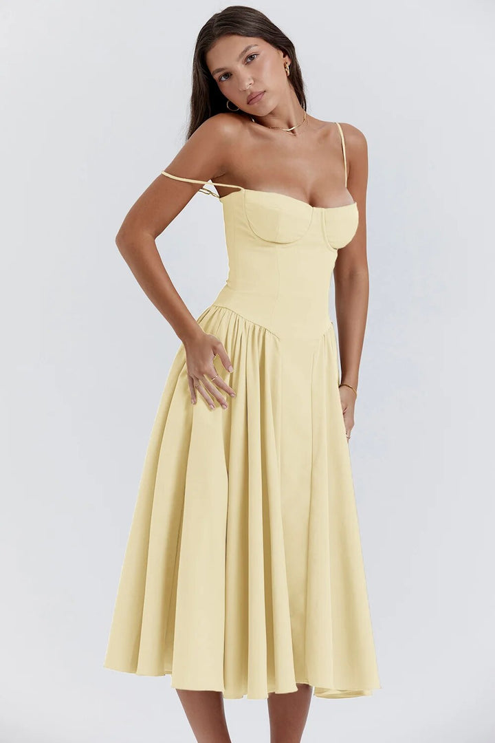Clara | Elegant Structured Bustier Midi Dress