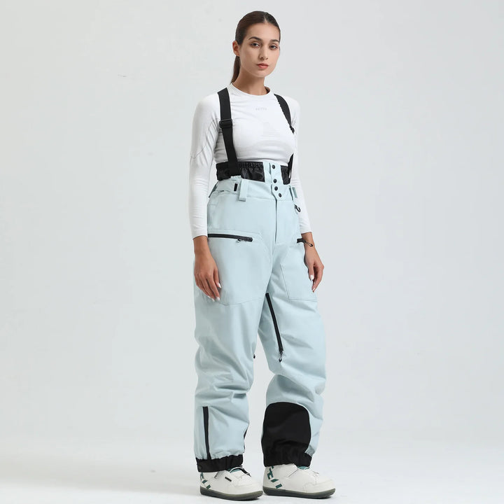 Phoebe | Stylish Unisex Beige Ski Bib Pants With Suspenders