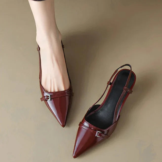 Tessa | Chic Pointed Toe Slingback Kitten Heels