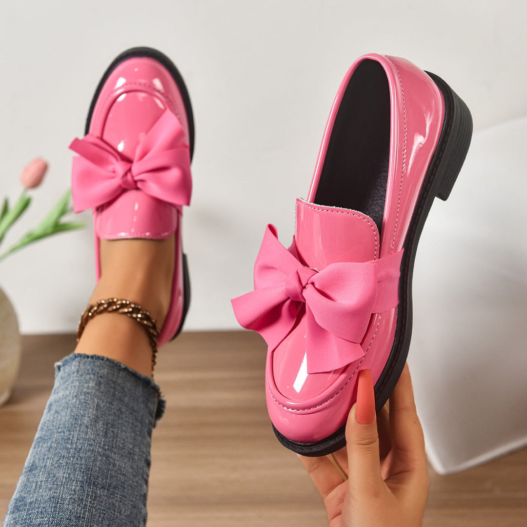 Tessa | Elegant Patent Leather Bow Loafers With Platform Sole