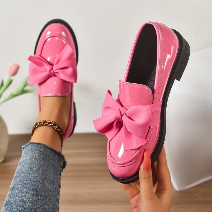 Harlow | Elegant Patent Leather Bow Loafers With Platform Sole