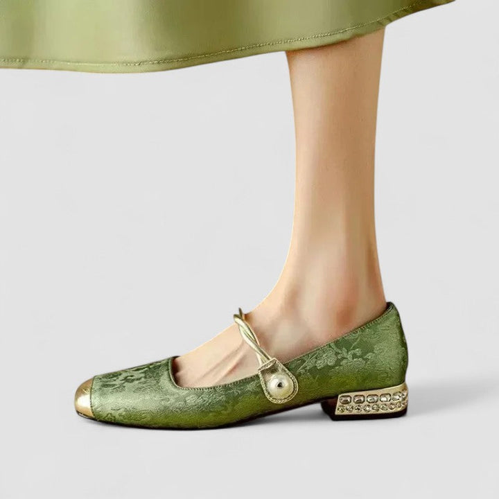 Tabitha | Chic Pearl Embellished Mary Jane Block Heel Shoes