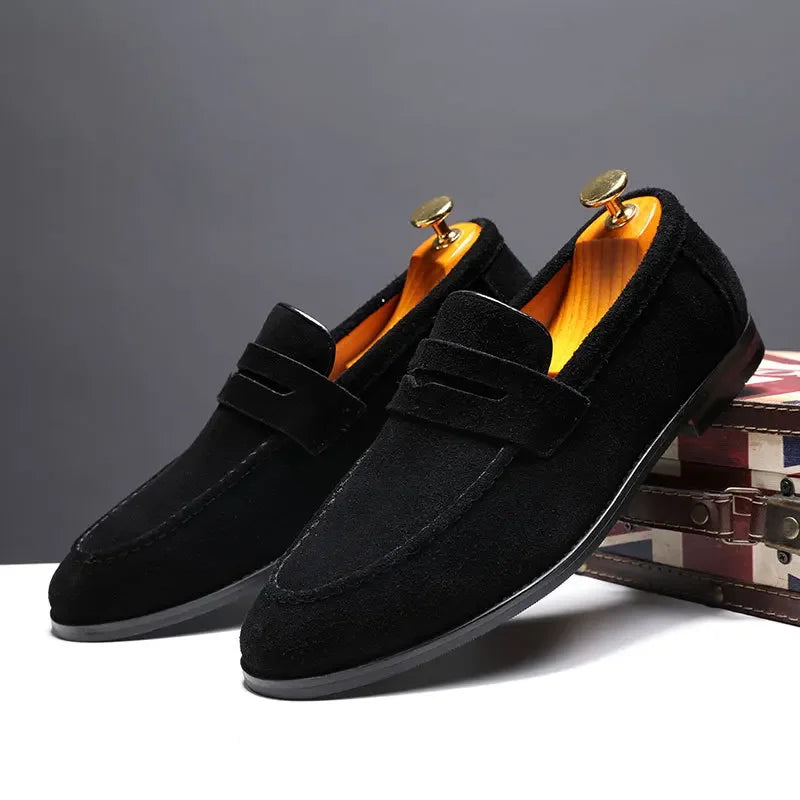 Montgomery | Elegant Green Suede Penny Loafers Men