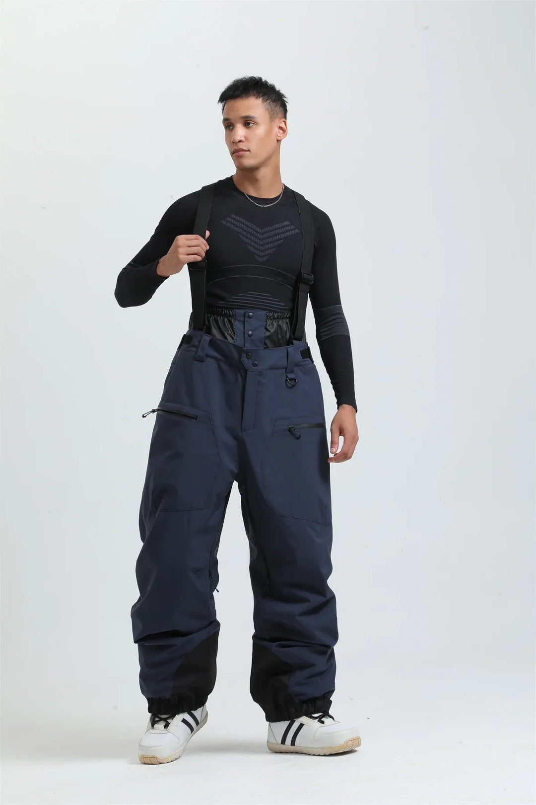 Phoebe | Stylish Unisex Beige Ski Bib Pants With Suspenders