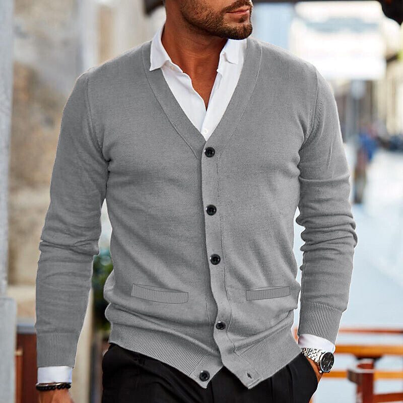 Evelyn | Elegant V-Neck Button Cardigan For Men