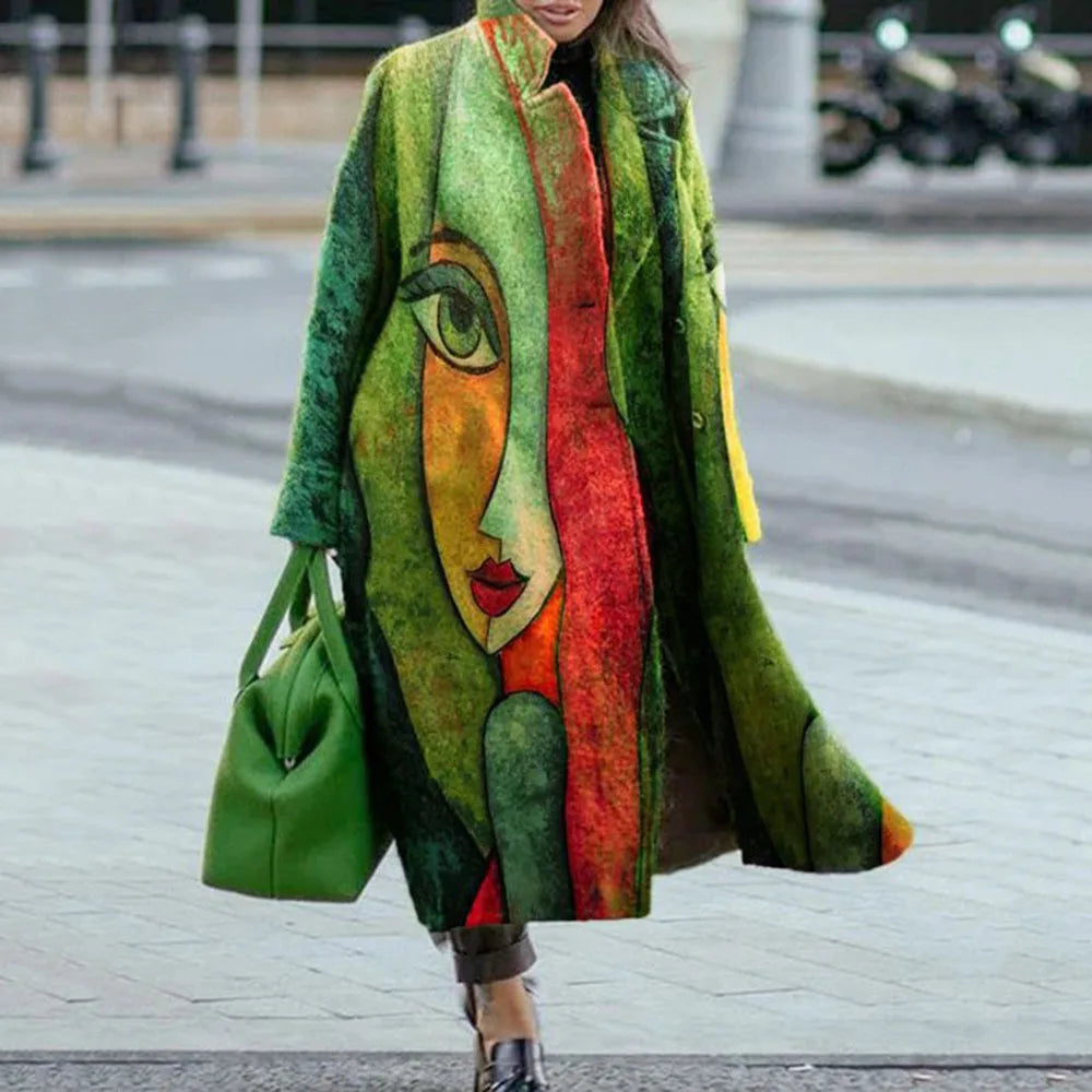 Evy | Stylish Oversized Wool Blend Checkered Long Coat