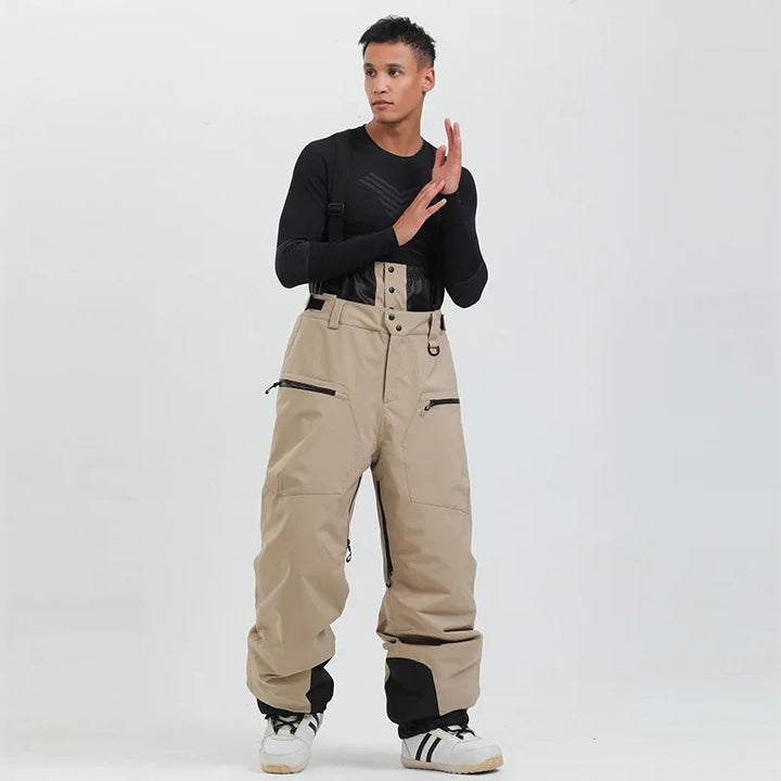 Phoebe | Stylish Unisex Beige Ski Bib Pants With Suspenders