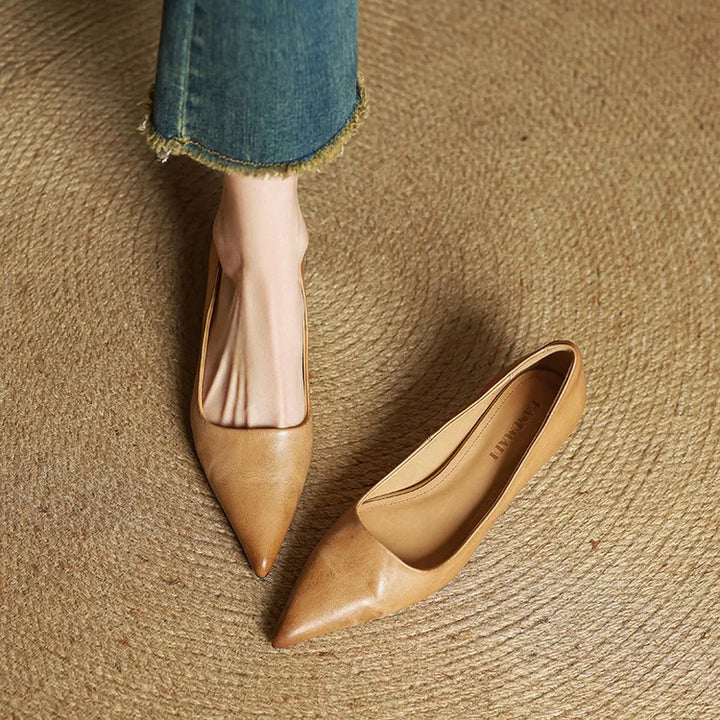 Dahlia | Chic Pointed Toe Genuine Leather Kitten Heels