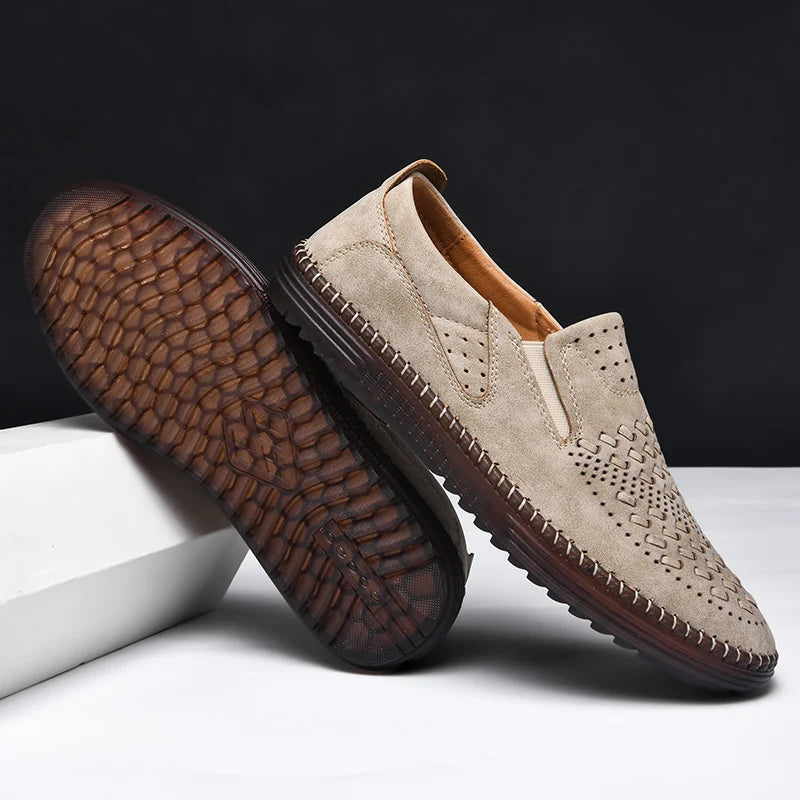 Elyse | Stylish Perforated Leather Slip-On Loafers For Men