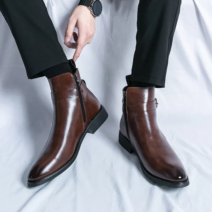 Sergio | Stylish Genuine Leather Chelsea Boots With Side Zip