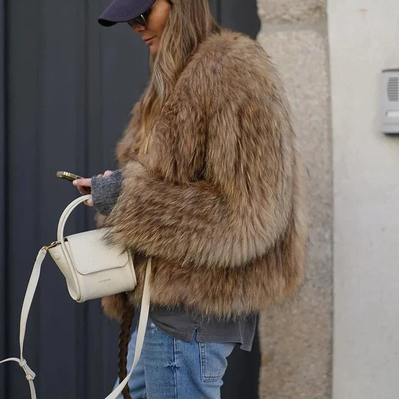 Tessa | Chic Brown Faux Fur Jacket Women Warm Autumn Winter Coat