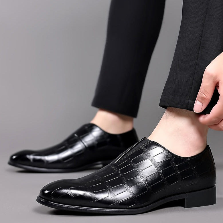Margot | Elegant Crocodile Pattern Leather Dress Loafers