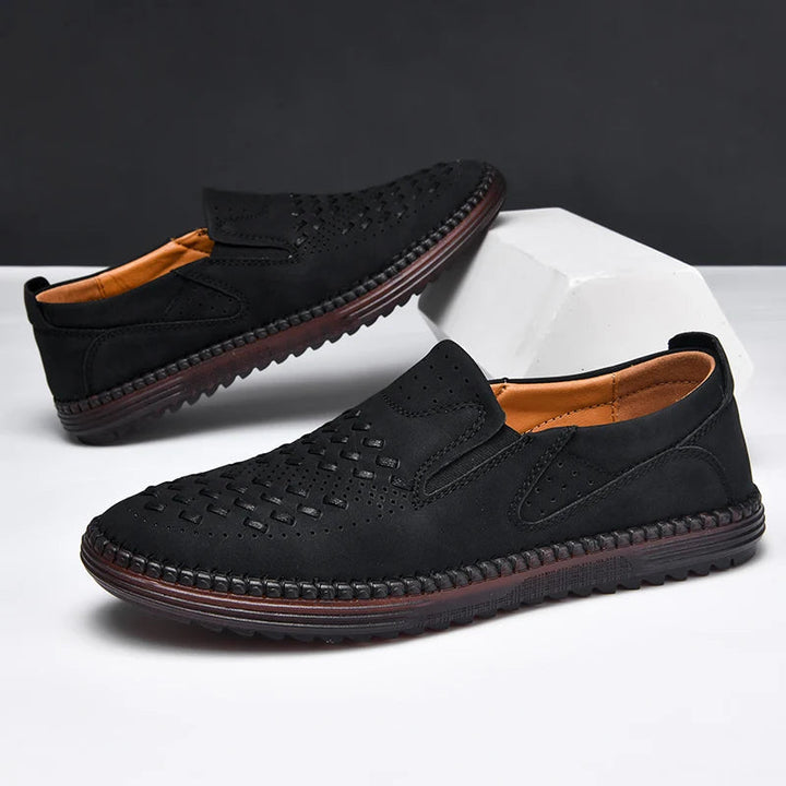 Elyse | Stylish Perforated Leather Slip-On Loafers For Men