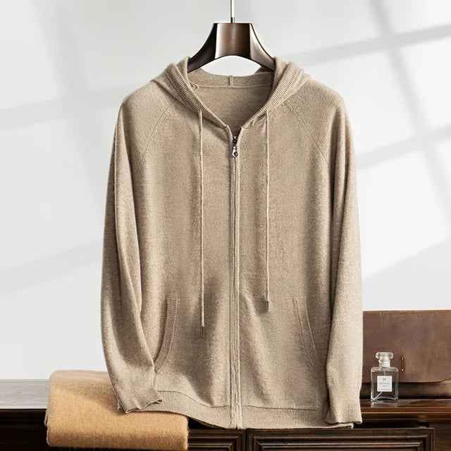 Cordelia | Chic Cashmere Zip-Up Hooded Cardigan