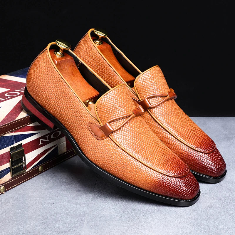 Naomi | Elegant Woven Leather Oxford Loafers For Men