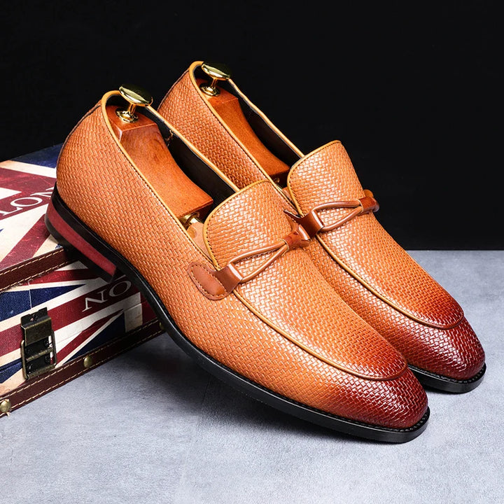 Naomi | Elegant Woven Leather Oxford Loafers For Men