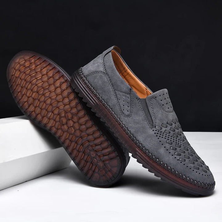 Elyse | Stylish Perforated Leather Slip-On Loafers For Men