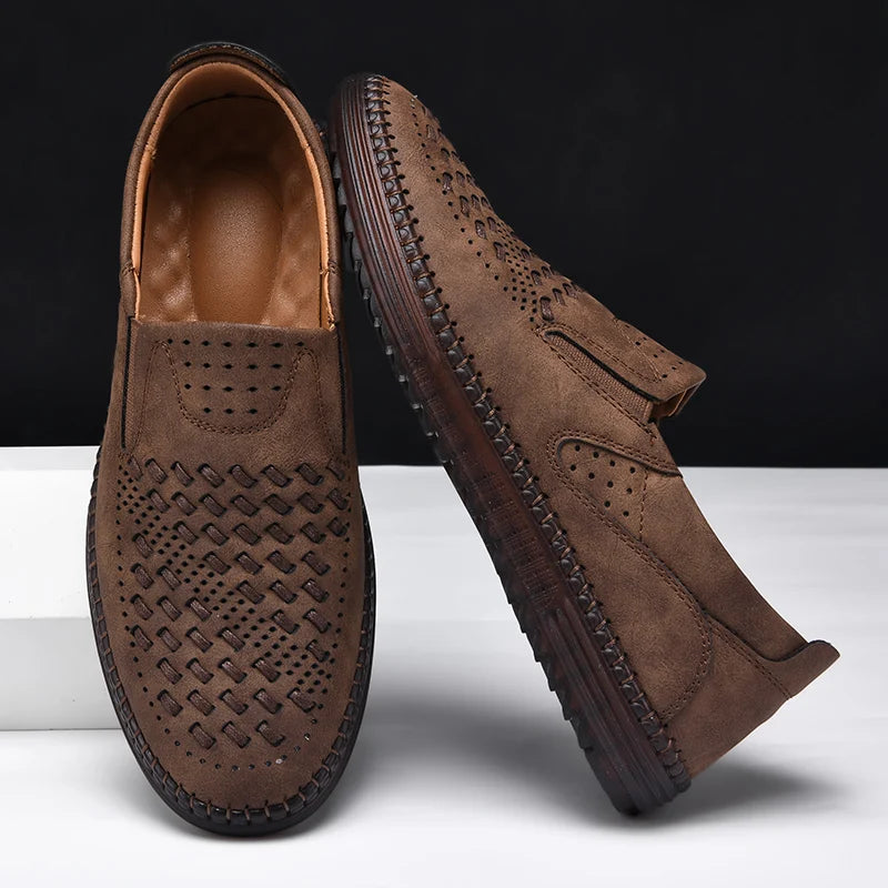 Elyse | Stylish Perforated Leather Slip-On Loafers For Men