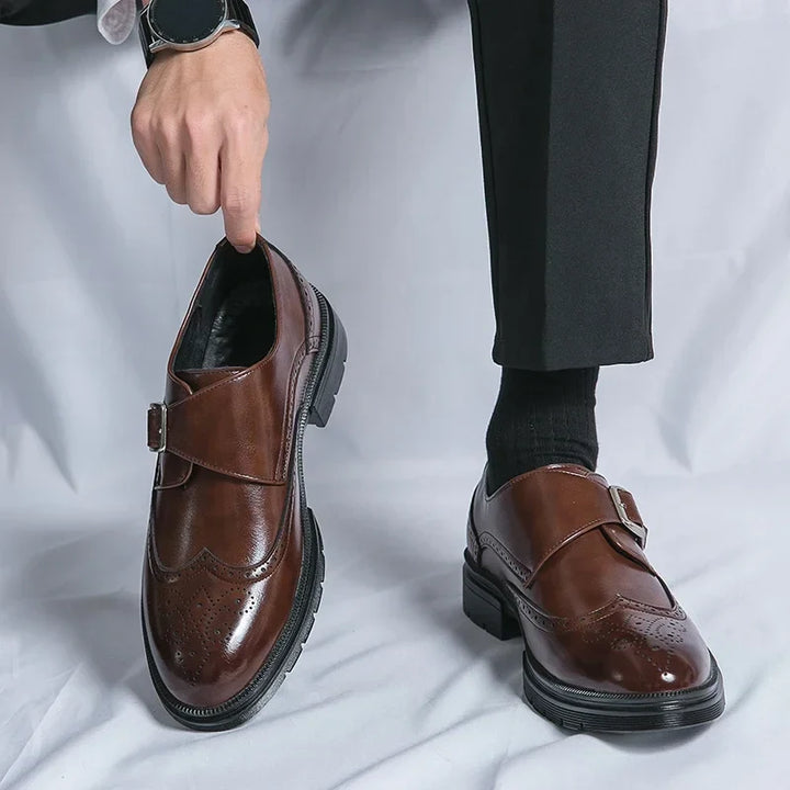 Sterling | Elegant Brown Leather Monk Strap Dress Shoes