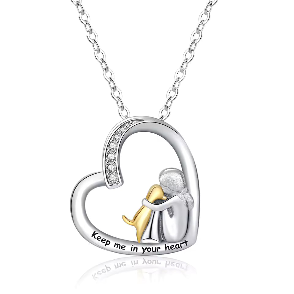 Serena | Elegant Heart Dog Memorial Pendant Necklace Silver