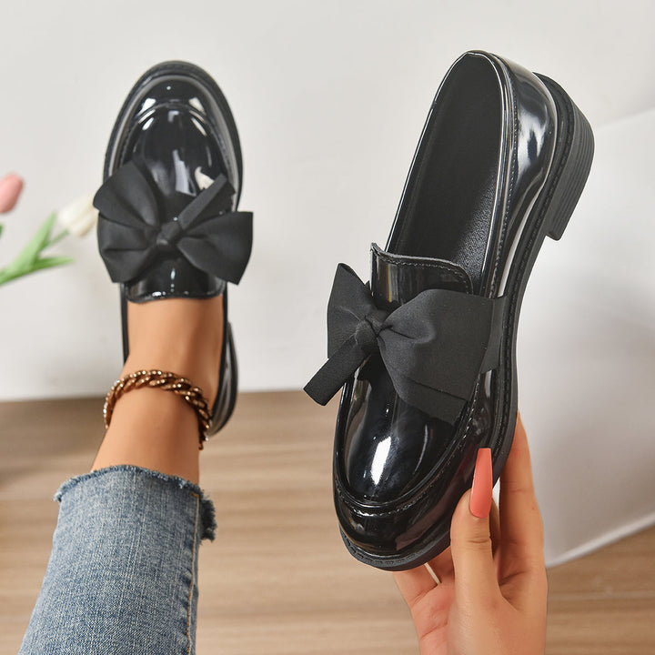 Tessa | Elegant Patent Leather Bow Loafers With Platform Sole