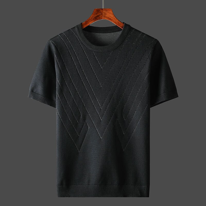 Julian | Luxury Green Cashmere Short Sleeve Knit Sweater Men