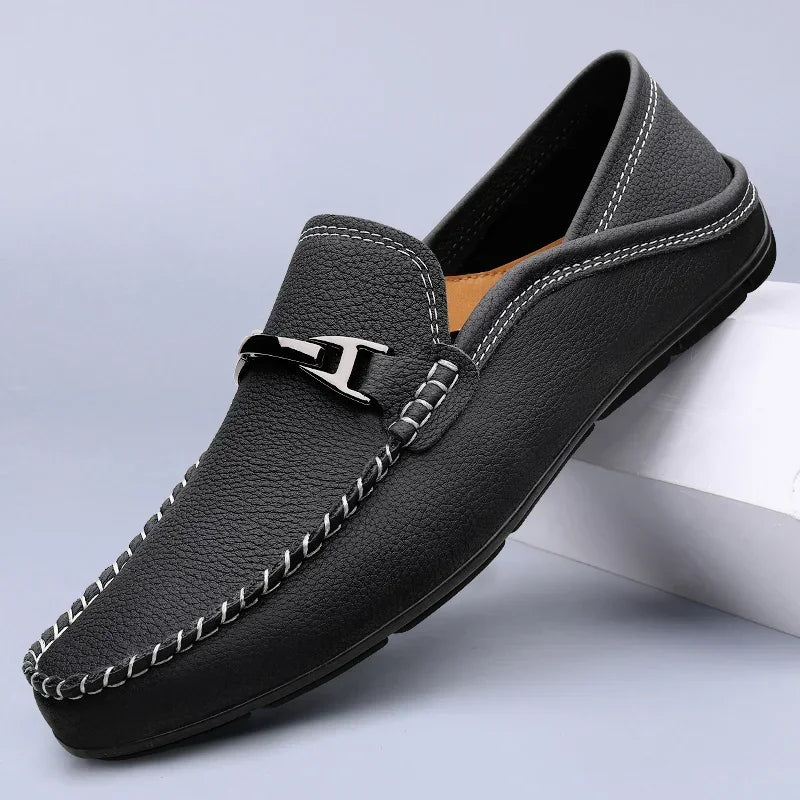 Elena | Sleek Men's Leather Bit Loafers With Hand-Stitched Detail