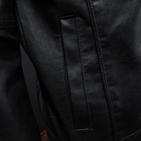 Margot | Sleek Button-Up Leather Jacket With Chest Pockets