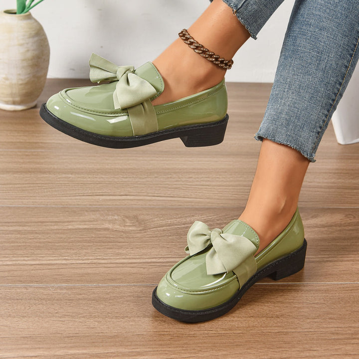 Harlow | Elegant Patent Leather Bow Loafers With Platform Sole