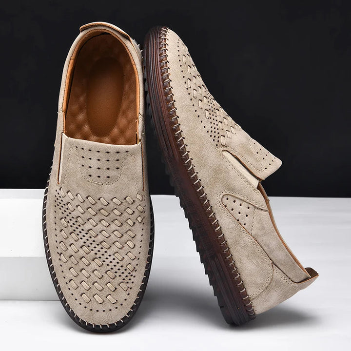 Elyse | Stylish Perforated Leather Slip-On Loafers For Men
