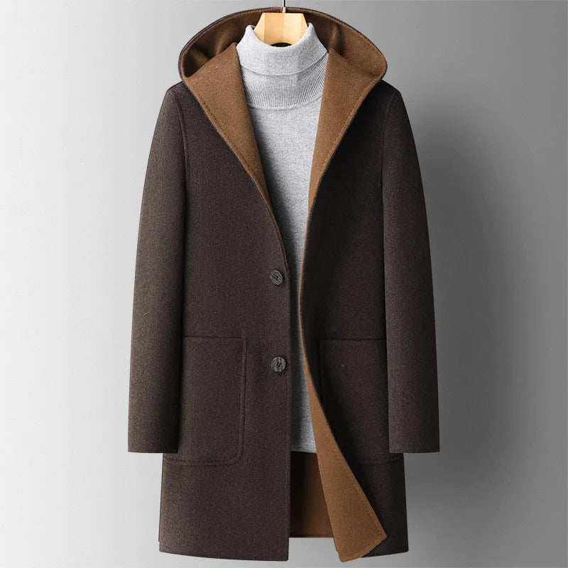 Wren | Elegant Hooded Wool Overcoat With Mid-Length Silhouette