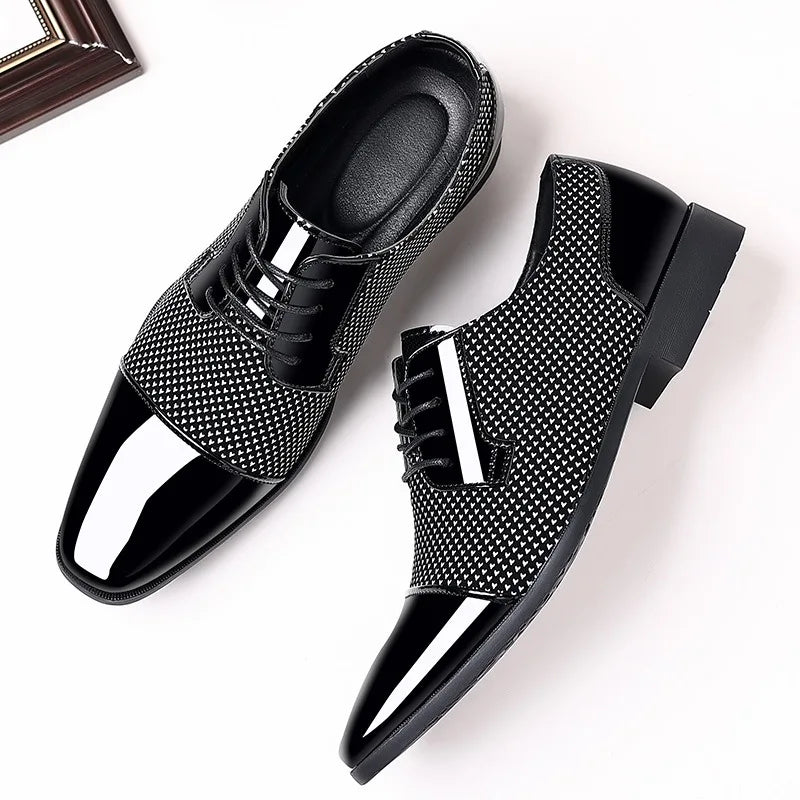 Evie | Elegant Men's Oxford Dress Shoes With Contrast Texture Detail