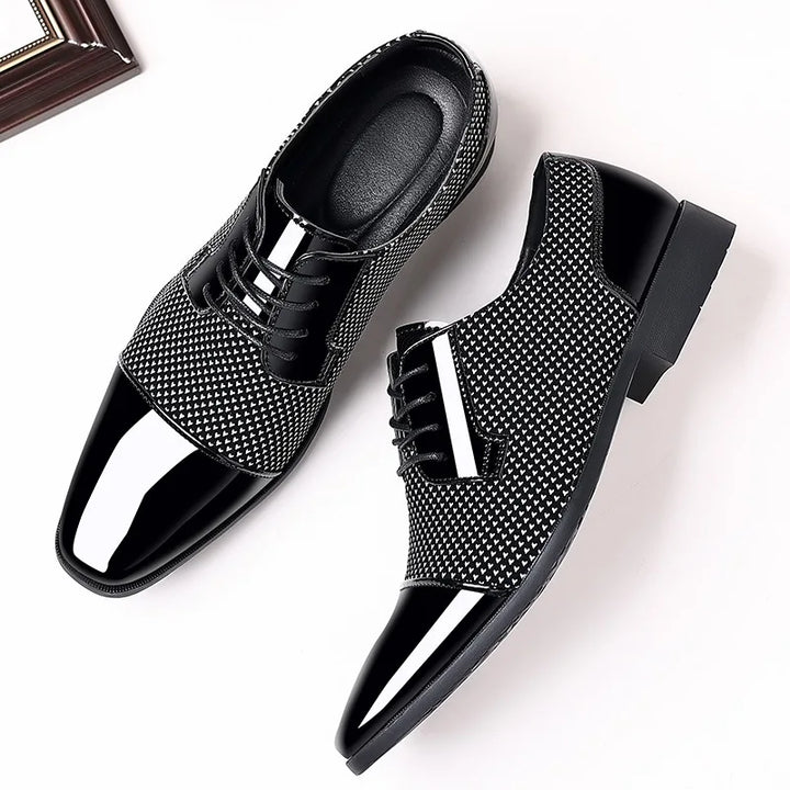 Evie | Elegant Men's Oxford Dress Shoes With Contrast Texture Detail