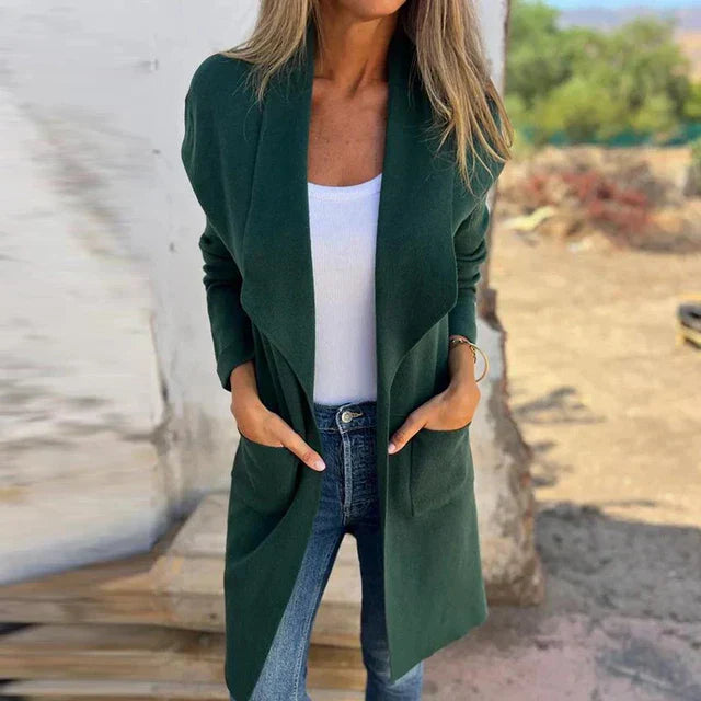 Thea | Elegant Open Front Long Cardigan Jacket